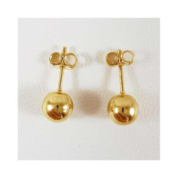 Boucles d'Oreilles Puces Boule Or jaune 750 - 18 carats