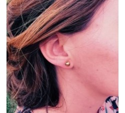 Boucles d'Oreilles Puces Boule Or jaune 750 - 18 carats