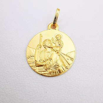 Pendentif Médaille Saint Christophe Or Jaune 750 - 18 carats