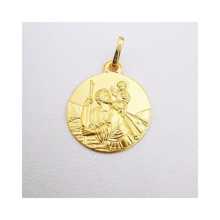 Pendentif Médaille Saint Christophe Or Jaune 750 - 18 carats