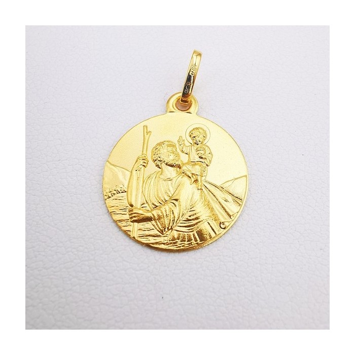 Pendentif Médaille Saint Christophe Or Jaune 750 - 18 carats