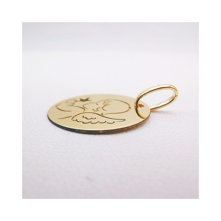 Pendentif Médaille Ange Or Jaune 750 - 18 carats