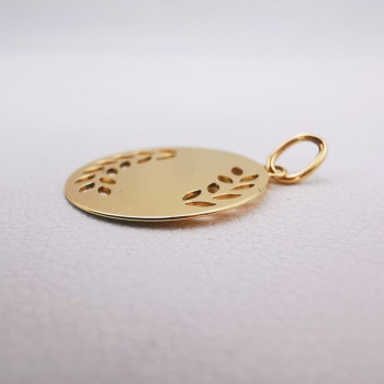 Pendentif Médaille Branches de Laurier Or Jaune 750 - 18 carats