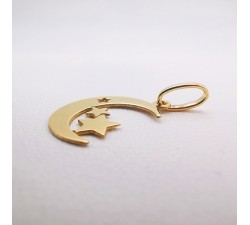 Pendentif Lune Etoiles Or Jaune 750 - 18 carats