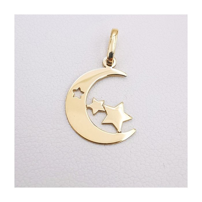 Pendentif Lune Etoiles Or Jaune 750 - 18 carats Pendentif Lune Etoiles Or Jaune 750 - 18 carats