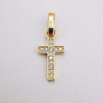Pendentif Croix Diamants Or Jaune 750 - 18 carats