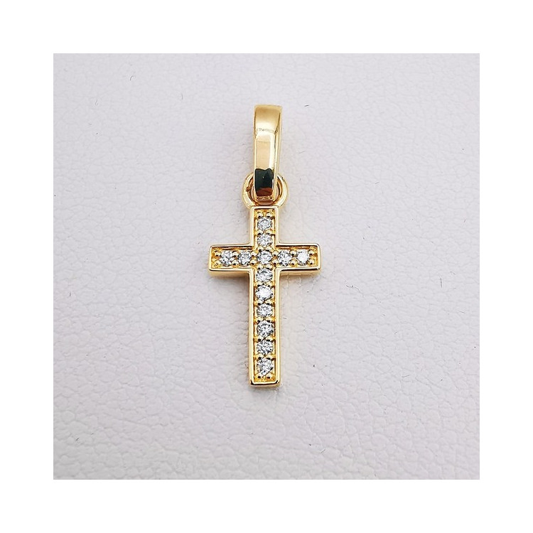 Pendentif Croix Diamants Or Jaune 750 - 18 carats