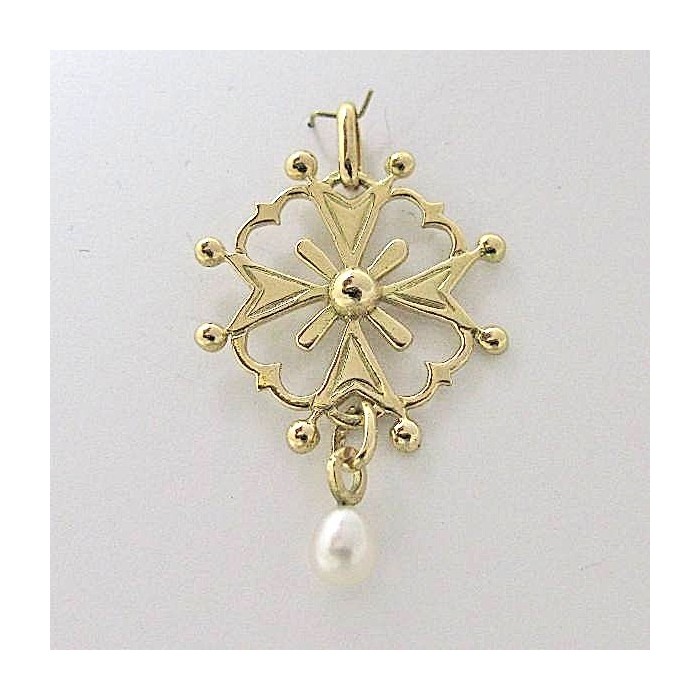 Croix Huguenote Perle Or Jaune 750 - 18 carats