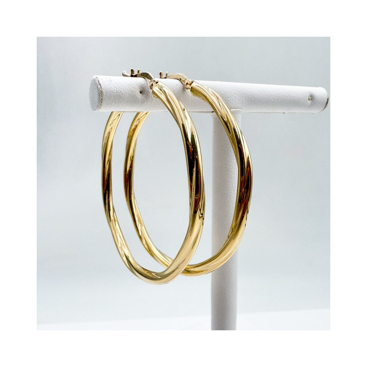 Créoles Torsadées Moyen Modèle Or Jaune 750 - 18 carats