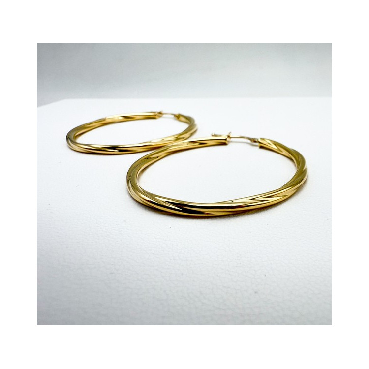 Créoles Torsadées Moyen Modèle Or Jaune 750 - 18 carats
