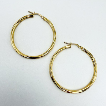 Créoles Torsadées Moyen Modèle Or Jaune 750 - 18 carats