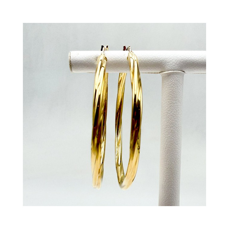 Créoles Torsadées Moyen Modèle Or Jaune 750 - 18 carats