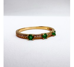 Bague Emeraudes Diamants Or Jaune 750 - 18 carats