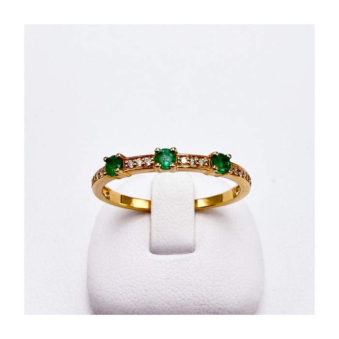 Bague Emeraudes Diamants Or Jaune 750 - 18 carats
