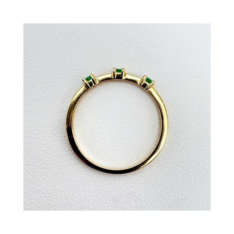 Bague Emeraudes Diamants Or Jaune 750 - 18 carats