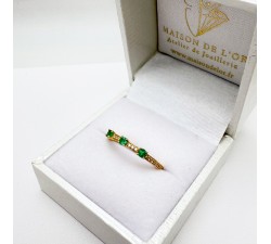 Bague Emeraudes Diamants Or Jaune 750 - 18 carats