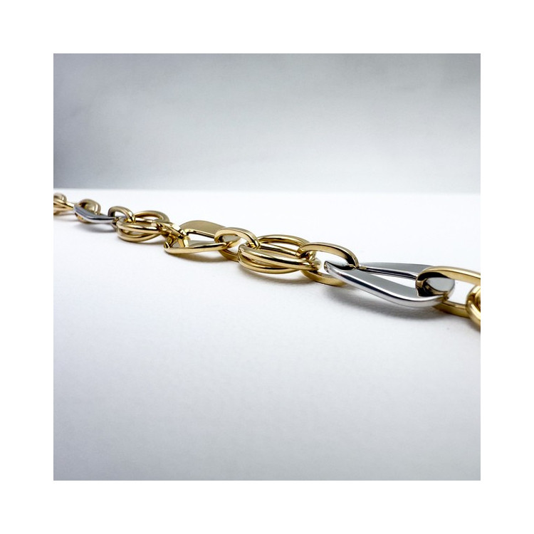 Bracelet Maille Ovale Bicolore Or 750 - 18 carats