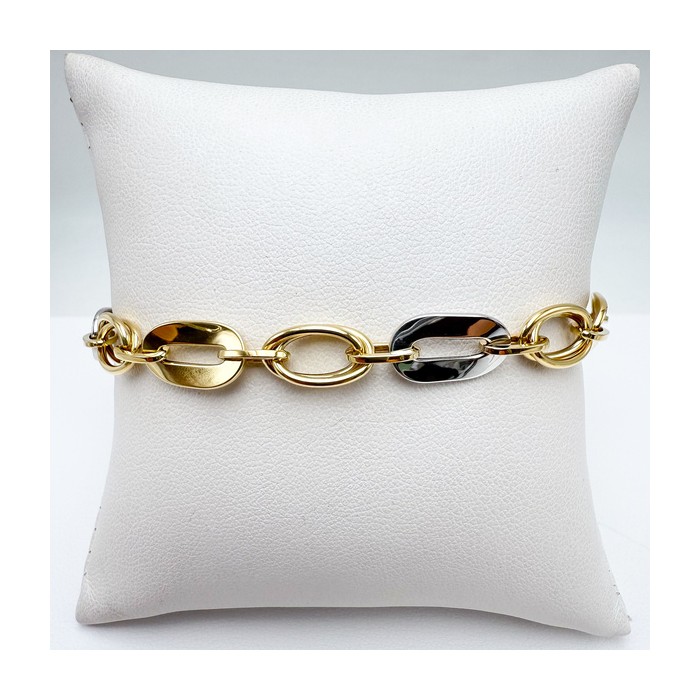 Bracelet Maille Ovale Bicolore Or 750 - 18 carats Bracelet Maille Ovale Bicolore Or 750 - 18 carats
