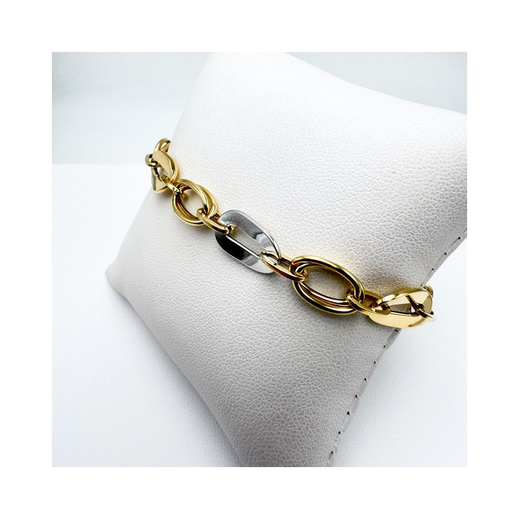 Bracelet Maille Ovale Bicolore Or 750 - 18 carats