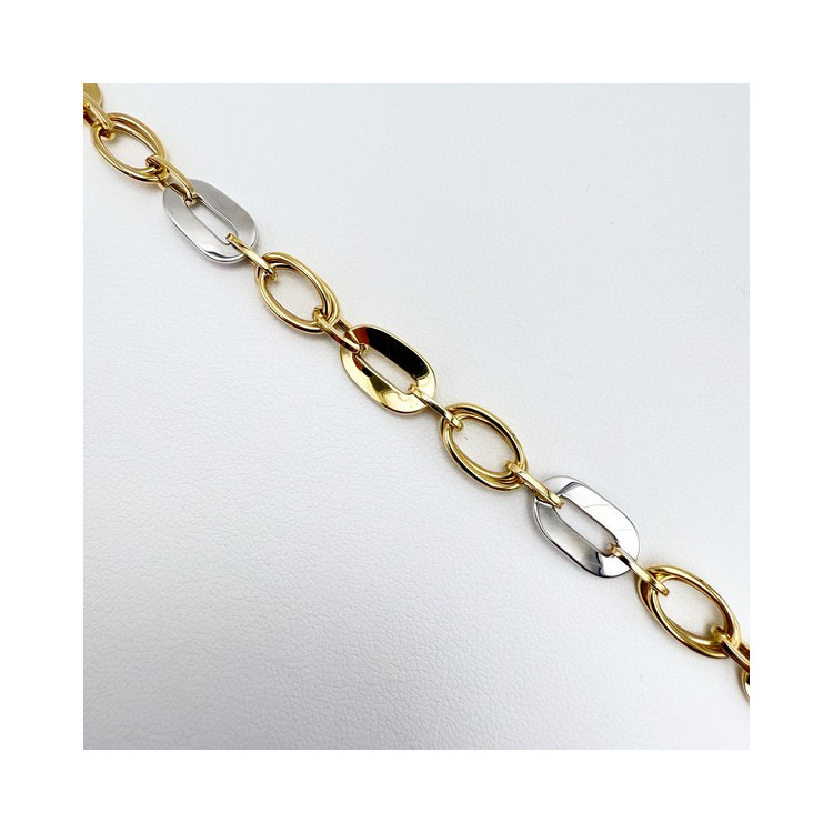 Bracelet Maille Ovale Bicolore Or 750 - 18 carats