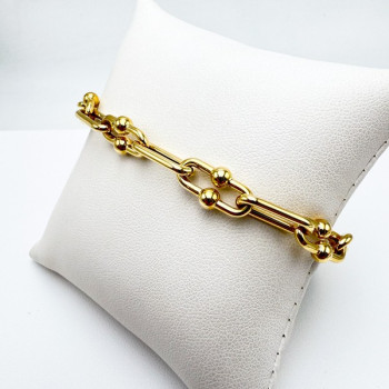 Bracelet Maillon Perlé Or Jaune 750 - 18 carats