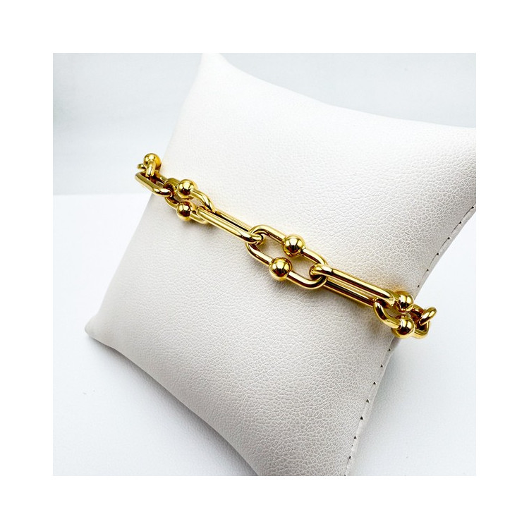 Bracelet Maillon Perlé Or Jaune 750 - 18 carats
