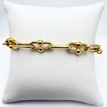 Bracelet Maillon Perlé Or Jaune 750 - 18 carats