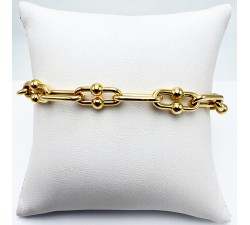 Bracelet Maillon Perlé Or Jaune 750 - 18 carats