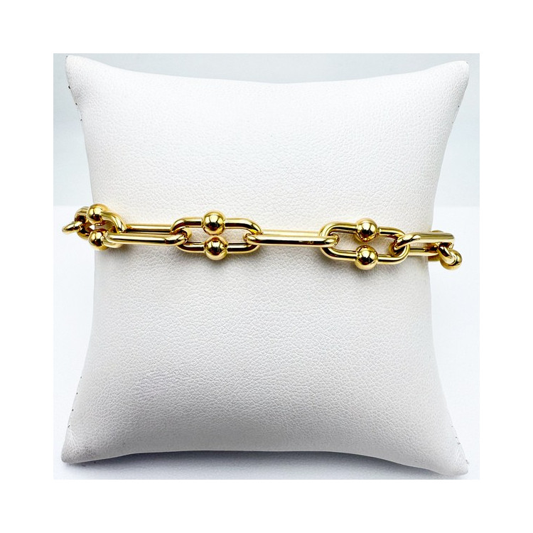 Bracelet Maillon Perlé Or Jaune 750 - 18 carats