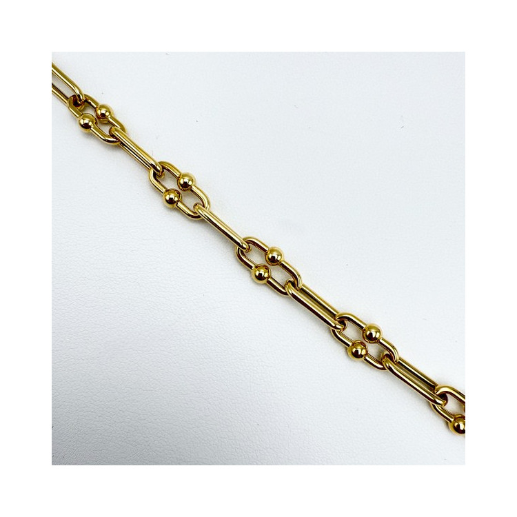 Bracelet Maillon Perlé Or Jaune 750 - 18 carats