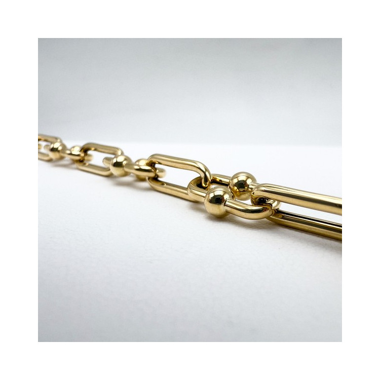 Bracelet Maillon Perlé Or Jaune 750 - 18 carats