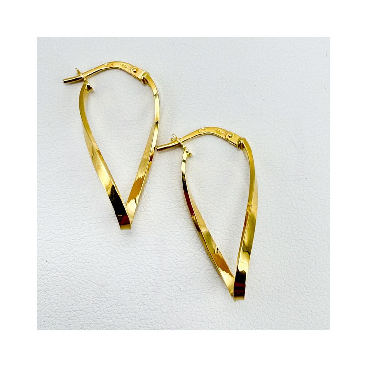 Créoles Ovales Twistées Or Jaune 750 - 18 carats