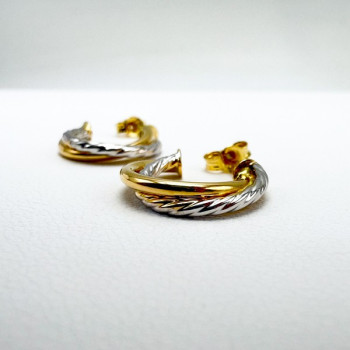 Demi Créoles Torsadées Bicolores Or 750 - 18 carats