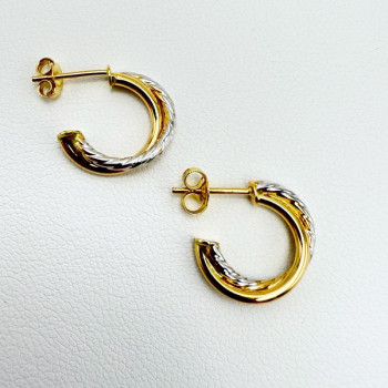 Demi Créoles Torsadées Bicolores Or 750 - 18 carats