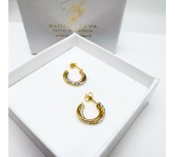 Demi Créoles Torsadées Bicolores Or 750 - 18 carats