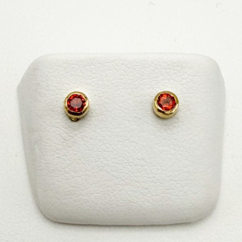 Boucles d'Oreilles Puces "ÉMOTION " Saphir Orange Or Jaune 750 - 18 carats