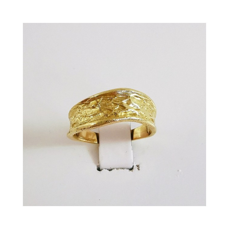 Bague froissée ondulée or jaune 750 - 18 carats