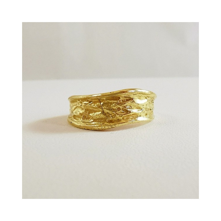 Bague froissée ondulée or jaune 750 - 18 carats