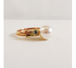 Bague Perle et Aigue Marine Or Jaune 750 - 18 carats