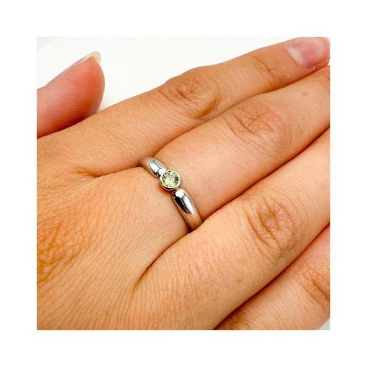 Bague "Emotion" Saphir Vert Or Blanc 750 - 18 carats