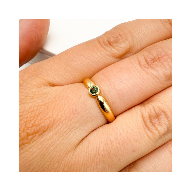 Bague "Emotion" Saphir Vert Or Jaune 750 - 18 carats