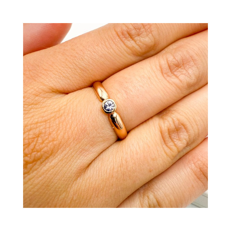 Bague "ÉMOTION" Saphir Violet Or Rose 750 - 18 carats