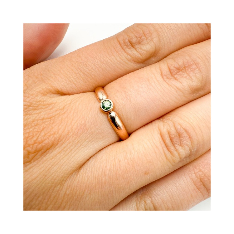 Bague "Emotion" Saphir Vert Or Rose 750 - 18 carats