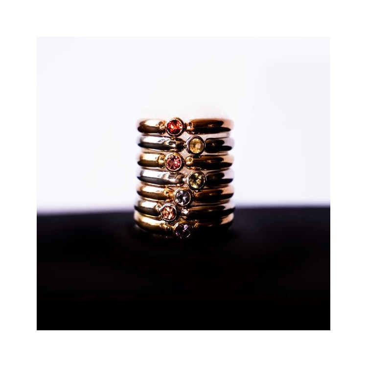 Bague "Emotion" Saphir Marron Or Rose 750 - 18 carats