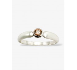 Bague "Emotion" Saphir Marron Or Blanc 750 - 18 carats