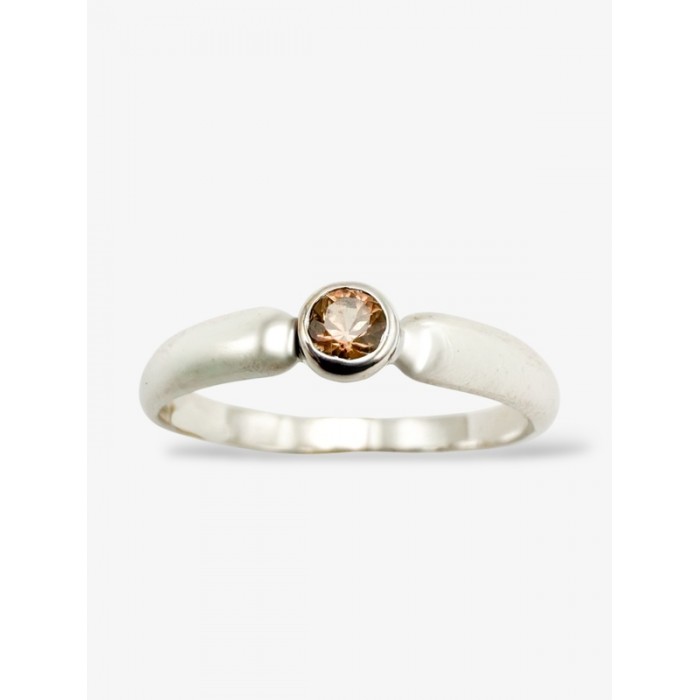 Bague "Emotion" Saphir Marron Or Blanc 750 - 18 carats