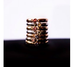 Bague "Emotion" Saphir Marron Or Blanc 750 - 18 carats