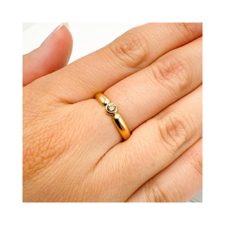 Bague "Emotion" Saphir Marron Or Jaune 750 - 18 carats