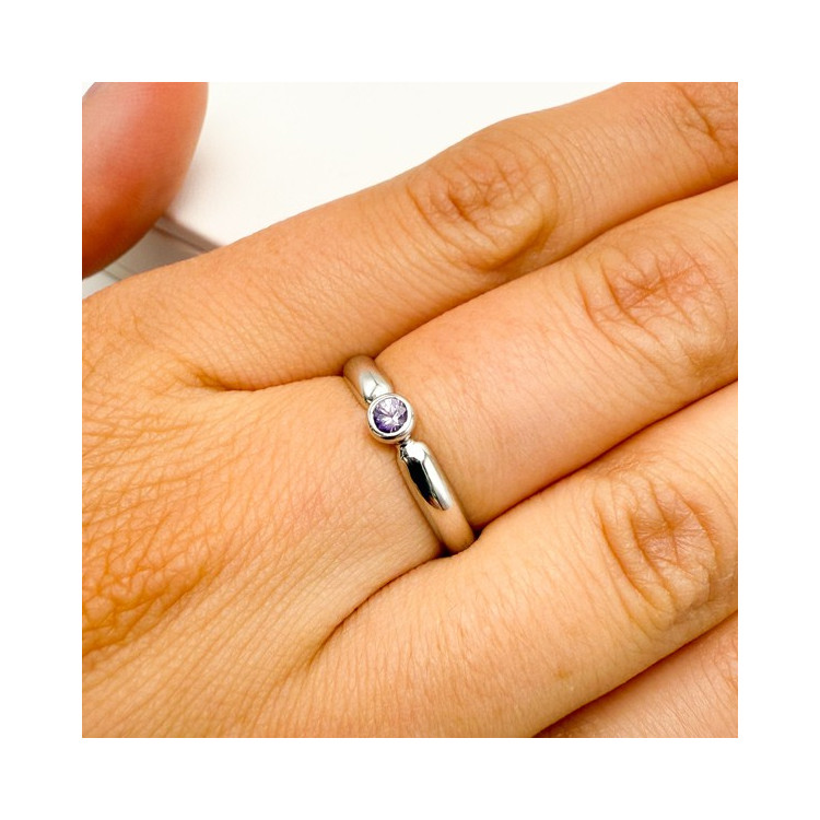 Bague "Emotion" Saphir Rose Or Blanc 750 - 18 carats
