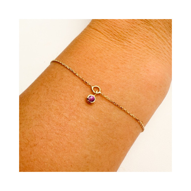 Bracelet "ÉMOTION" Saphir Rose Or Jaune 750 - 18 carats